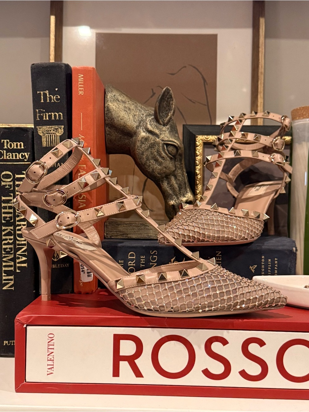 Valentino Rockstud Crystal Mesh Caged 65mm Pumps 38